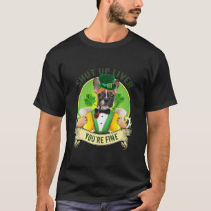 Zwijg Lever Franse bullehond met bier St Patrick T-shirt