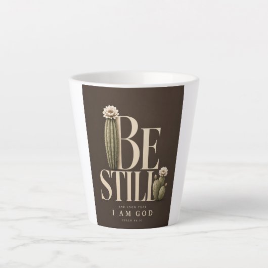 ZWIJG STIL | Psalm 46:10 | Walnoot Latte Mok (Voorkant)