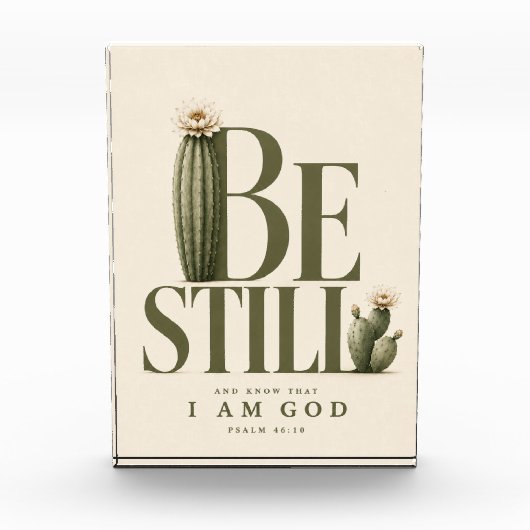 ZWIJG STIL | Psalm 46:10 | Warm Crème Fotoblokken (Voorkant)
