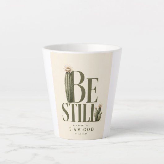 ZWIJG STIL | Psalm 46:10 | Warm Crème Latte Mok (Voorkant)