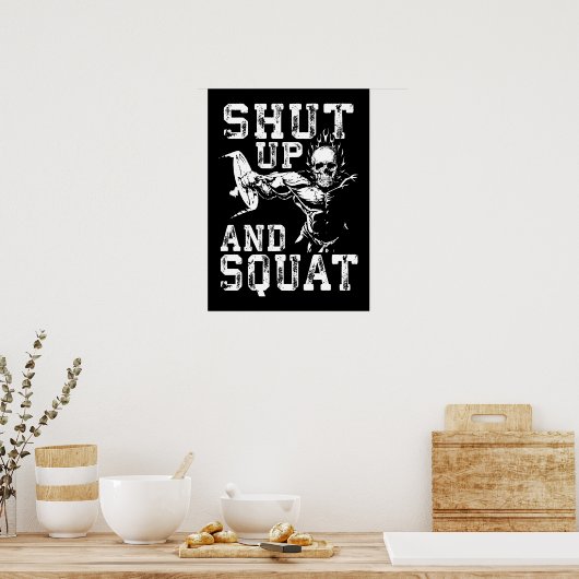 Zwijgen en hurken - Gym Workout Motivatie Poster (Keuken)