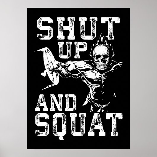 Zwijgen en hurken - Gym Workout Motivatie Poster (Voorkant)