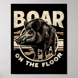 Zwijn op de vloer Mannen Camo Wild Hog Retr Poster