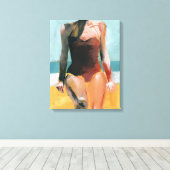 zwijn - Rode zwembroek Canvas Afdruk (Insitu (Houten vloer))