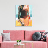 zwijn - Rode zwembroek Canvas Afdruk (Insitu (Woonkamer))