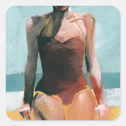  zwijn - Rode zwembroek Vierkante Sticker (Voorkant)