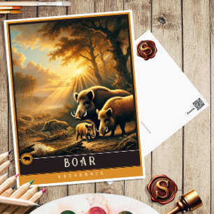 zwijn   Schattige familie  Briefkaart
