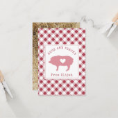 Zwijnen & Kussen Foto Gingham Classroom Valentijn Kaart (Voorkant / Achterkant in situ)