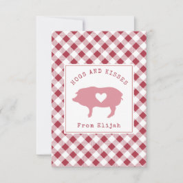 Zwijnen & Kussen Foto Gingham Classroom Valentijn Kaart