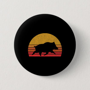 Zwijnenjacht - Retro Sunset Wild Pigs Boar Hunter Ronde Button 5,7 Cm