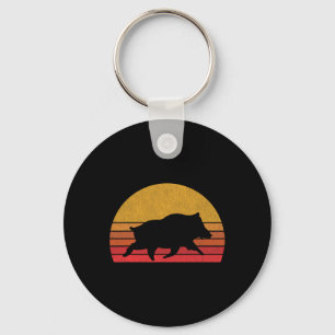 Zwijnenjacht - Retro Sunset Wild Pigs Boar Hunter Sleutelhanger