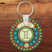 Zwillinge Gemini Sternzeichen farbenfrohes Mandala Sleutelhanger (Voorkant)