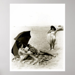 Zwimpak Girl Seaside Oregon Beach Vintage Poster