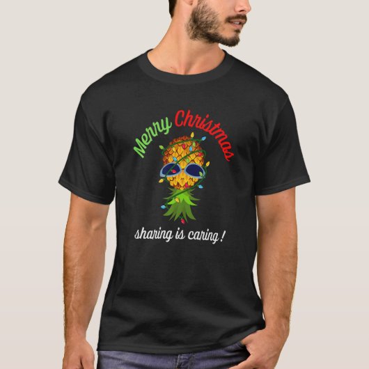 Zwinger ondersteboven ananas kerstlicht t-shirt (Voorkant)