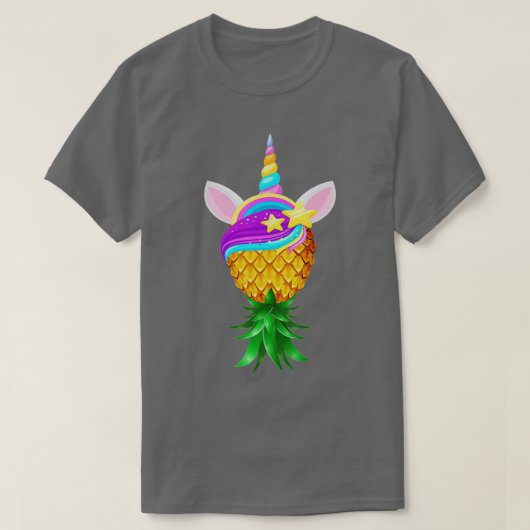 Zwinger ondersteboven ananas Magical Unicorn Head T-shirt (Design voorkant)