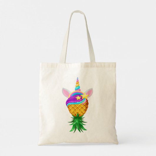 Zwinger ondersteboven ananas Magical Unicorn Head Tote Bag (Achterkant)