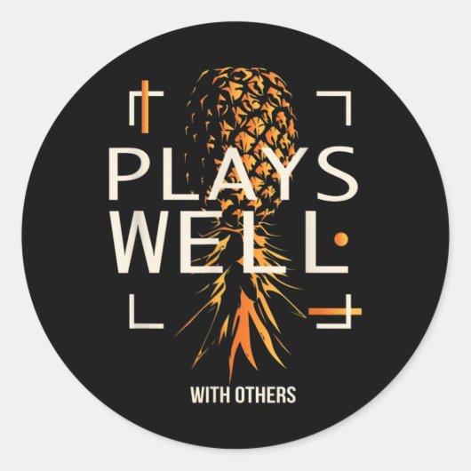 Zwingers Lifestyle Funny Upside Down Pineappel Ronde Sticker (Voorkant)