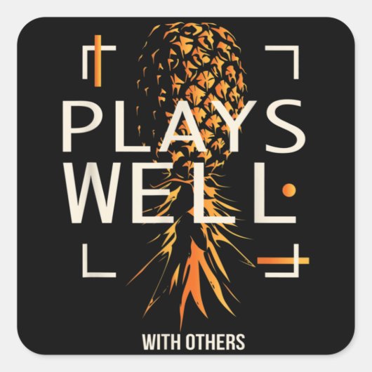 Zwingers Lifestyle Funny Upside Down Pineappel Vierkante Sticker (Voorkant)