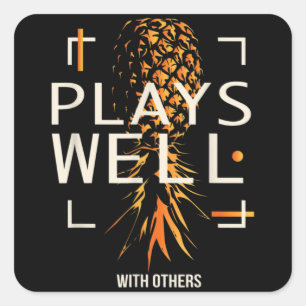 Zwingers Lifestyle Funny Upside Down Pineappel Vierkante Sticker