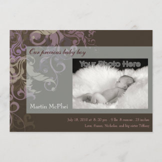 Zwirbruine baby bekendmaking aankondiging