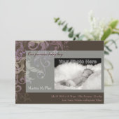 Zwirbruine baby bekendmaking aankondiging (Staand voorkant)