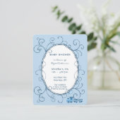 Zwirl Baby Blue Dot Train Shower Announge Kaart (Staand voorkant)