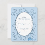 Zwirl Baby Blue Dot Train Shower Announge Kaart (Achterkant)