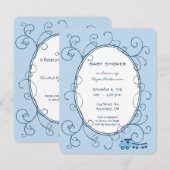 Zwirl Baby Blue Dot Train Shower Announge Kaart (Voorkant / Achterkant)