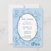 Zwirl Baby Blue Dot Train Shower Announge Kaart (Voorkant)
