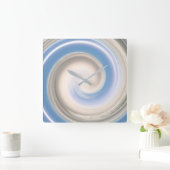 Zwirl Blauwe Witte Patronen Zwemelen Abstract Grij Vierkante Klok (Huis)