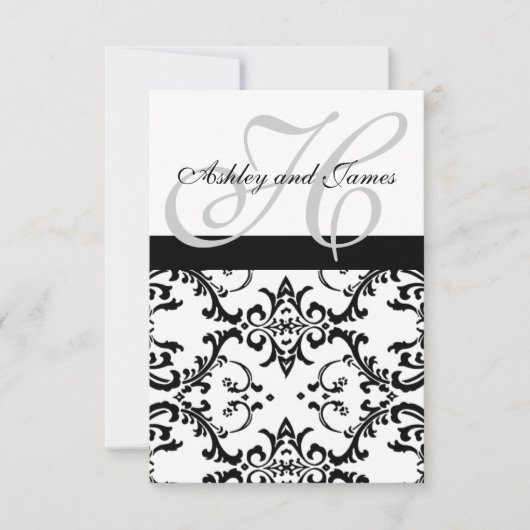 Zwirl Damask RSVP-kaarten voor Square Invites RSVP Kaartje (Voorkant)