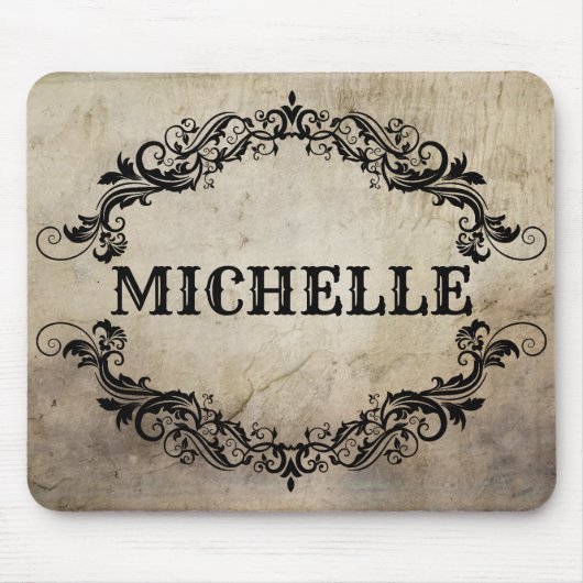 Zwirl en Vlaams antiek  gothic jouw naam Muismat (Voorkant)