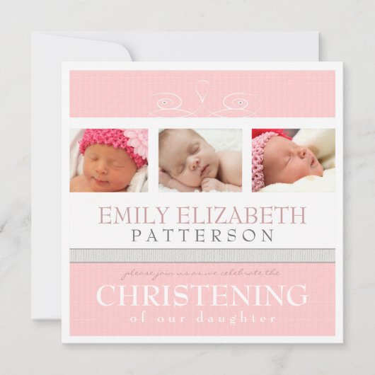  Zwirl Foto Collage Christening Uitnodiging (Voorkant)