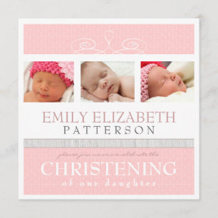 Zwirl Foto Collage Christening Uitnodiging