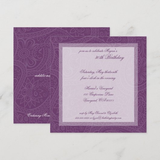 Zwirl Pattern Birthday Party Invitations Kaart (Voorkant / Achterkant)