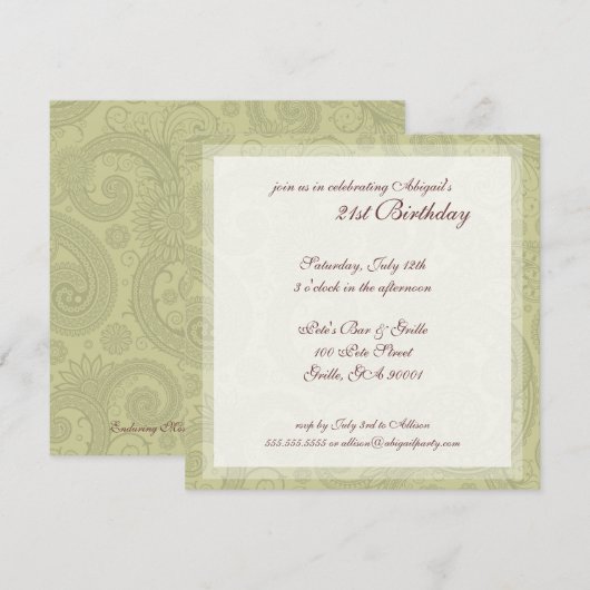 Zwirl Pattern Birthday Party Invitations Kaart (Voorkant / Achterkant)