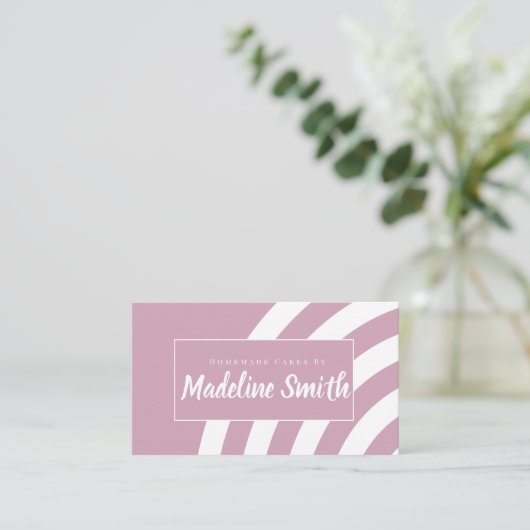 Zwirl Stripes Homemade Cake Bakkerroze Visitekaartje (Staand voorkant)