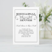 Zwirl White en Black Rehearsal Dinner Invitation Kaart (Staand voorkant)
