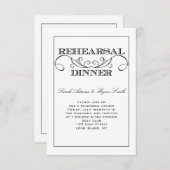 Zwirl White en Black Rehearsal Dinner Invitation Kaart (Voorkant / Achterkant)