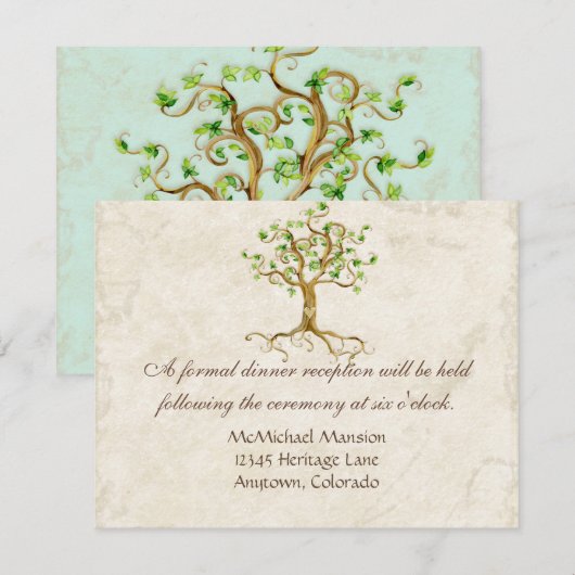 Zwirlboomwortel Verouderde Aqua Ontvangst nodigt u Kaart (Voorkant / Achterkant)