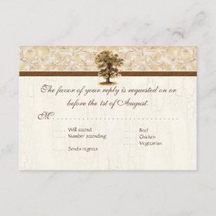 Zwirlboomwortels Antiqued Parchment Wedding RSVP Kaartje