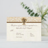 Zwirlboomwortels Antiqued Parchment Wedding RSVP Kaartje (Staand voorkant)