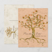 Zwirlboomwortels Antiqued Parchment Wedding Save Aankondigingskaart (Voorkant / Achterkant)