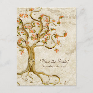 Zwirlboomwortels Antiqued Parchment Wedding Save Aankondigingskaart