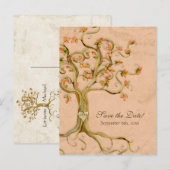 Zwirlboomwortels Antiqued Parchment Wedding Save Aankondigingskaart (Voorkant / Achterkant)