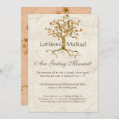 Zwirlboomwortels Antiqued Parchment Wedding Save Kaart (Voorkant / Achterkant)