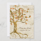 Zwirlboomwortels Antiqued Parchment Wedding Save Kaart (Achterkant)