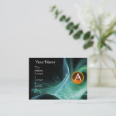 ZWIRLGEM MONOGRAM Levendig zwart groen sinaasappel Visitekaartje (Staand voorkant)