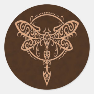 Zwirling Brown Dragonfly Ronde Sticker