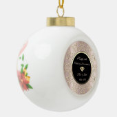 Zwirls Diamond Roos Gold 50th Wedding Jubileum Keramische Bal Ornament (Links)